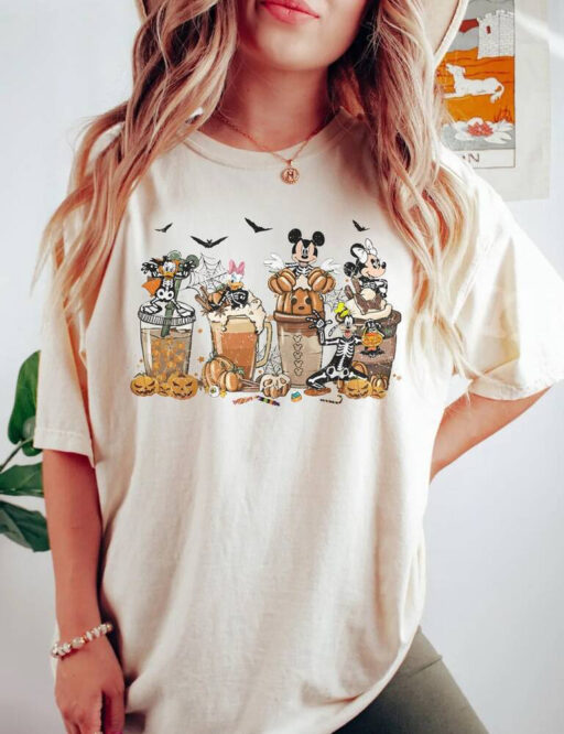 Disney Halloween Mickey And Friends Coffee Comfort Color Shirt, Disney Halloween Party Sweatshirt, Disney Halloween Balloons Unisex T-Shirt.