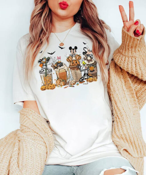 Disney Halloween Mickey And Friends Coffee Comfort Color Shirt, Disney Halloween Party Sweatshirt, Disney Halloween Balloons Unisex T-Shirt.