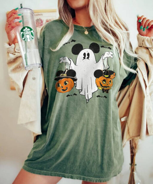 Disney Halloween, Mickey Ghost Halloween Comfort Color Shirt, Mickey Spooky Season, Mickey's Not So Scary Halloween, Halloween Pumpkin Shirt