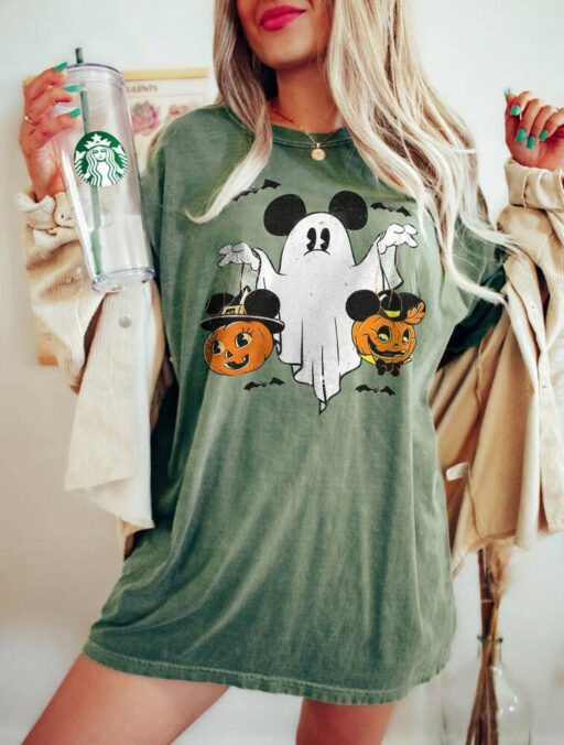 Disney Halloween, Mickey Ghost Halloween Comfort Color Shirt, Mickey Spooky Season, Mickey's Not So Scary Halloween, Halloween Pumpkin Shirt