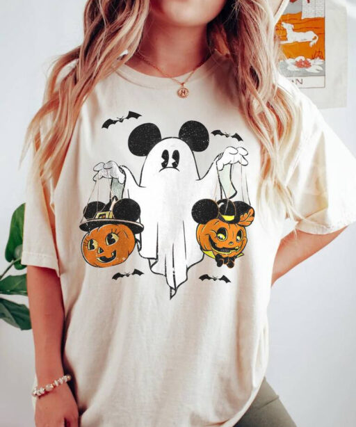 Disney Halloween, Mickey Ghost Halloween Comfort Color Shirt, Mickey Spooky Season, Mickey's Not So Scary Halloween, Halloween Pumpkin Shirt