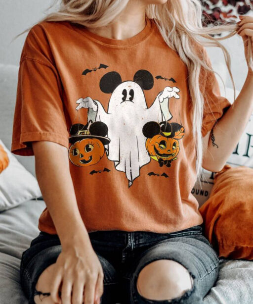 Disney Halloween, Mickey Ghost Halloween Comfort Color Shirt, Mickey Spooky Season, Mickey's Not So Scary Halloween, Halloween Pumpkin Shirt