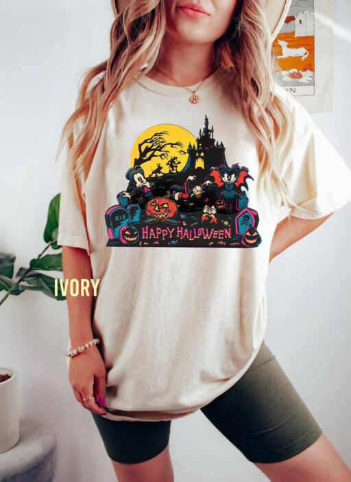 Disney Halloween Mickey and Friends Comfort Colors Shirt, Disney Halloween Vintage Shirt, Disney Halloween Shirt, Happy Halloween Sweatshirt