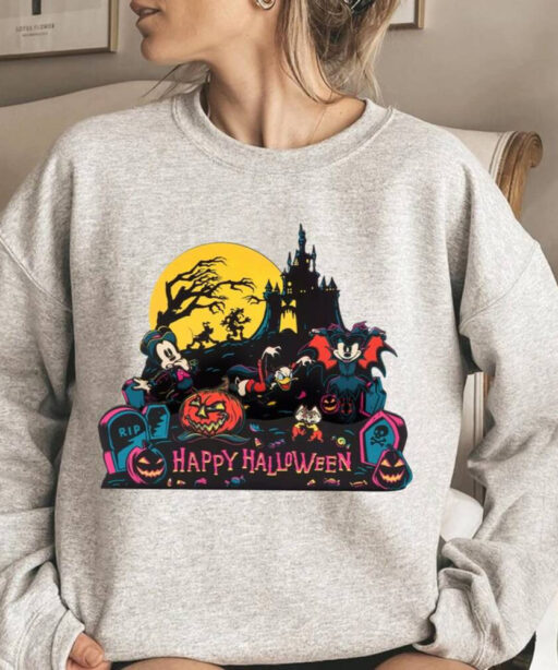 Disney Halloween Mickey and Friends Comfort Colors Shirt, Disney Halloween Vintage Shirt, Disney Halloween Shirt, Happy Halloween Sweatshirt