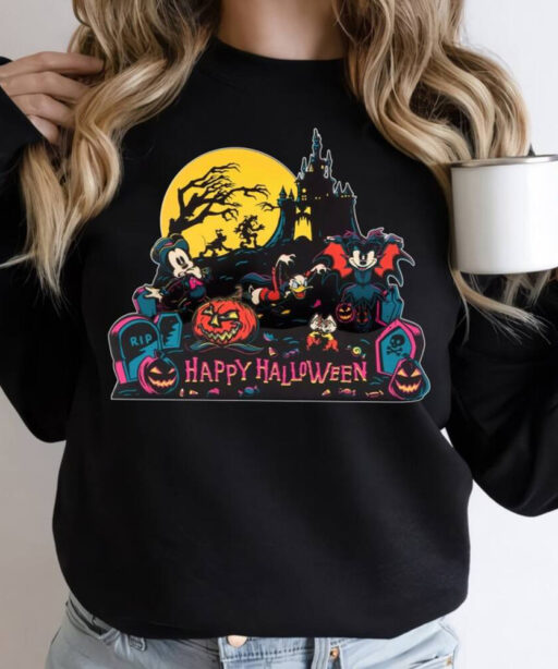 Disney Halloween Mickey and Friends Comfort Colors Shirt, Disney Halloween Vintage Shirt, Disney Halloween Shirt, Happy Halloween Sweatshirt