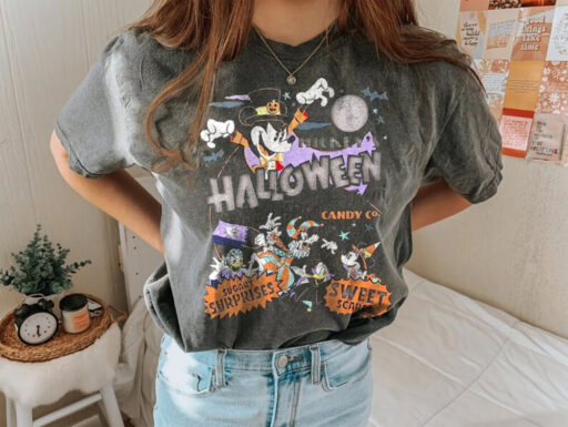 Disney Halloween, Mickey and friend, Mickey Witch, Horror Movie Shier, Holloween Disney Shirt, 13th Of July,trick or treat