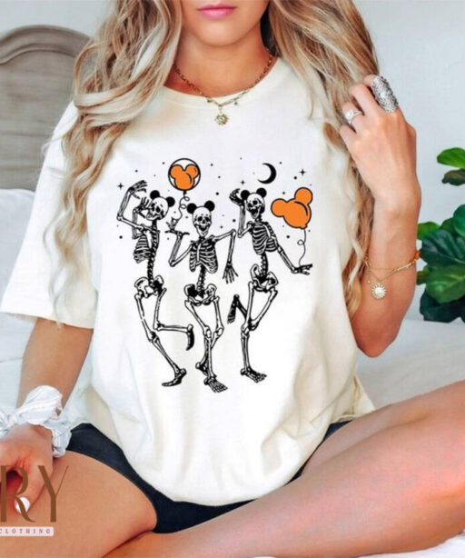 Disney Halloween Shirt, Disney Halloween Dancing Skeleton Mickey Ears Shirt, Disneyland Family Halloween Shirt, Funny Skeleton Shirt