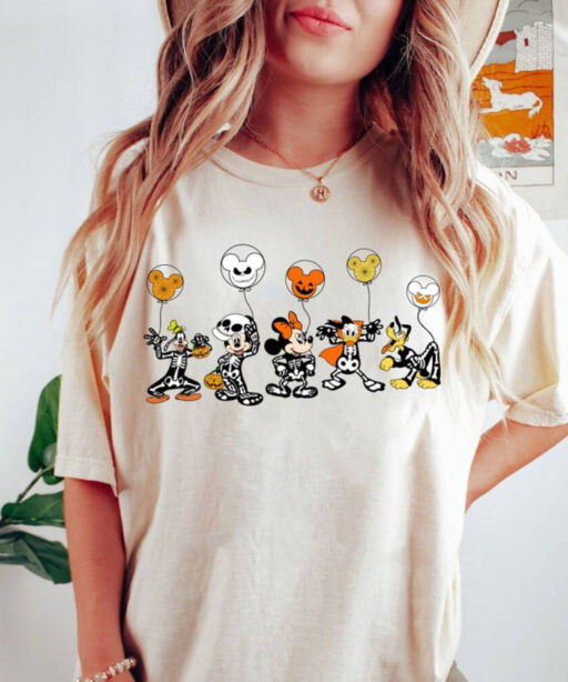 Disney Halloween Skeleton Shirt, Disney Halloween 2023 Matching Shirt, Disney Balloon Shirt, Mickey Minnie and Friends,Disney Matching Shirt