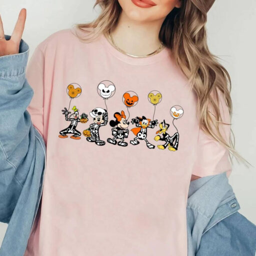 Disney Halloween Skeleton Shirt, Disney Halloween 2023 Matching Shirt, Disney Balloon Shirt, Mickey Minnie and Friends,Disney Matching Shirt