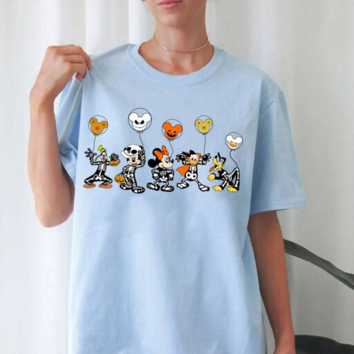 Disney Halloween Skeleton Shirt, Disney Halloween 2023 Matching Shirt, Disney Balloon Shirt, Mickey Minnie and Friends,Disney Matching Shirt