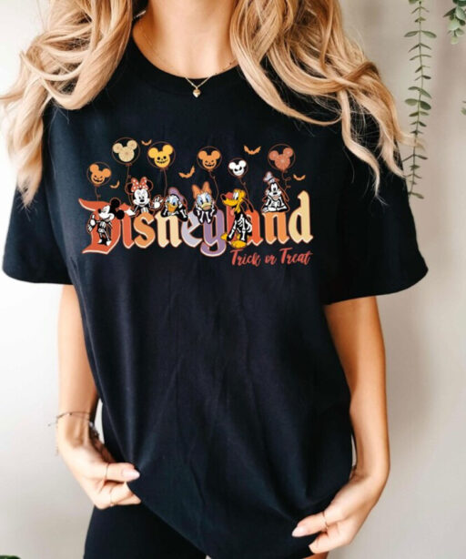 Disney Halloween Skeleton Shirt, Disney Halloween 2023 Matching Shirt, Disney Balloon Shirt, Mickey Minnie and Friends, Trick Or Treat Shirt