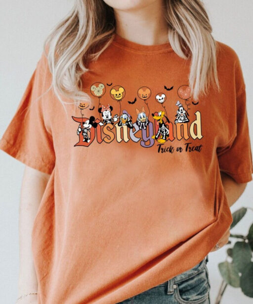Disney Halloween Skeleton Shirt, Disney Halloween 2023 Matching Shirt, Disney Balloon Shirt, Mickey Minnie and Friends, Trick Or Treat Shirt