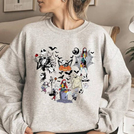 Disney Halloween, The Nightmare Before Christmas Characters Mickey Ears Sweatshirt,Jack Sally Oogie Boogie Zero Sweater, alloween Party 2023