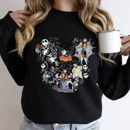 Disney Halloween, The Nightmare Before Christmas Characters Mickey Ears Sweatshirt,Jack Sally Oogie Boogie Zero Sweater, alloween Party 2023