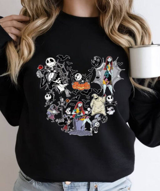 Disney Halloween, The Nightmare Before Christmas Characters Mickey Ears Sweatshirt,Jack Sally Oogie Boogie Zero Sweater, alloween Party 2023