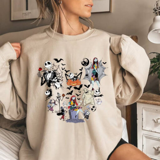 Disney Halloween, The Nightmare Before Christmas Characters Mickey Ears Sweatshirt,Jack Sally Oogie Boogie Zero Sweater, alloween Party 2023