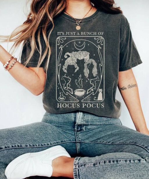 Disney Just A Bunch Of Hocus Pocus Tarot Card Halloween Comfort Color Shirt, Disney Halloween Party Tee, Halloween Hocus Pocus Unisex TShirt