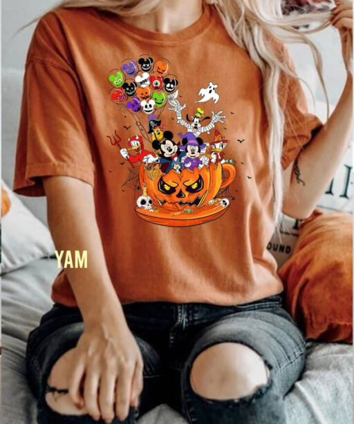 Disney Mickey And Friends Halloween Balloons Sweatshirt, Disney Halloween Balloons Comfort Color Shirt, Disney Trick Or Treat Unisex T-Shirt