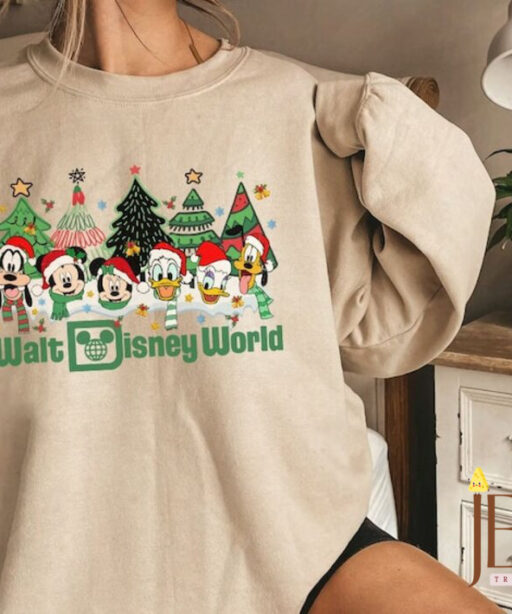 Disney Mickey Minnie Friends Sweatshirt, Mickey and Friends Christmas Sweatshirt, Disneyland Christmas, Merry Christmas Women Sweatshirt