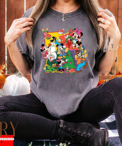 Disney Mickey Mouse And Friends Happy Christmas Shirt, Merry Christmas Tee, Disney Family Christmas Shirt, Disney Holiday Shirt, Disney Xmas