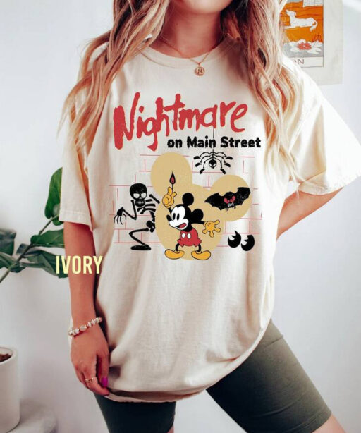 Disney Mickey Nightmare Halloween Comfort Color Shirt, Vintage Halloween T-Shirt, Halloween Party Shirt, Disneyland Family Trip Shirt.