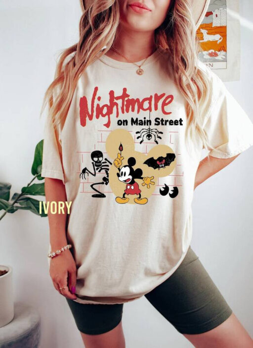Disney Mickey Nightmare Halloween Comfort Color Shirt, Vintage Halloween T-Shirt, Halloween Party Shirt, Disneyland Family Trip Shirt.