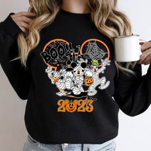 Disney Mickey and Friends Halloween 2023 Sweatshirt, Disney Halloween Matching Comfort Color Shirt, Disney Boo Pumpkin, Halloween Party Tee.