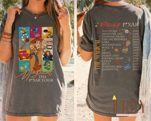 Disney Pixar Magical Tour Shirt, Disney Two-Sided Shirt, Retro Disney Pixar Characters Concert Music Shirt, Disney Up Shirt 2023