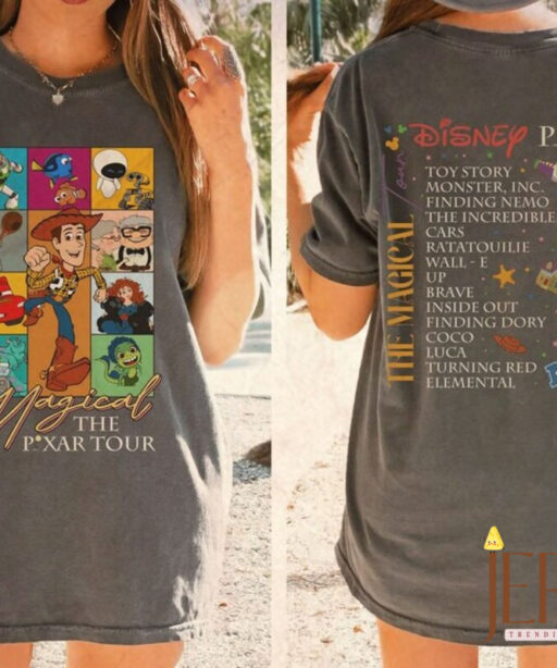 Disney Pixar Magical Tour Shirt, Disney Two-Sided Shirt, Retro Disney Pixar Characters Concert Music Shirt, Disney Up Shirt 2023