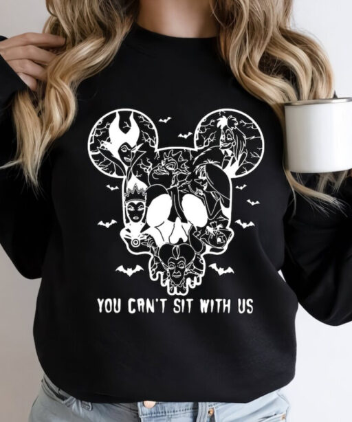 Disney Villains You Can’t Sit With Us Sweatshirt, Halloween Disney Villains Comfort Color Shirt, Disney Witches Shirt,Disney Halloween Shirt