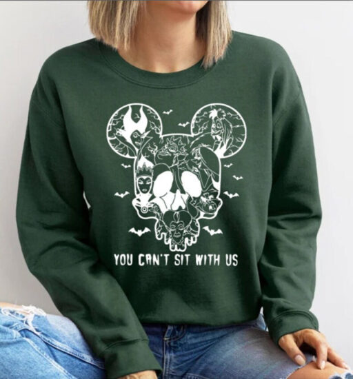 Disney Villains You Can’t Sit With Us Sweatshirt, Halloween Disney Villains Comfort Color Shirt, Disney Witches Shirt,Disney Halloween Shirt