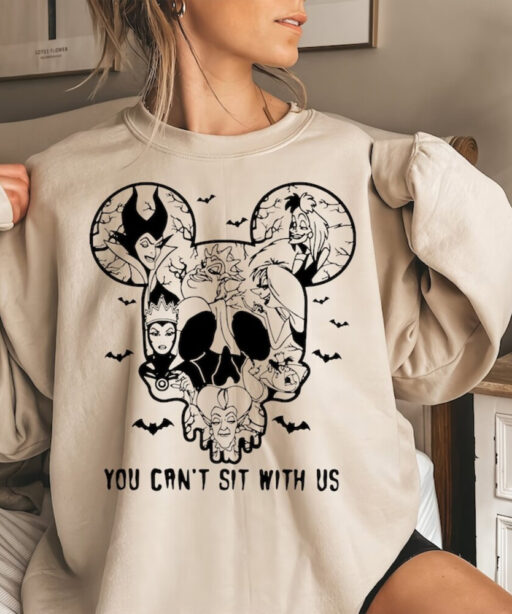 Disney Villains You Can’t Sit With Us Sweatshirt, Halloween Disney Villains Comfort Color Shirt, Disney Witches Shirt,Disney Halloween Shirt