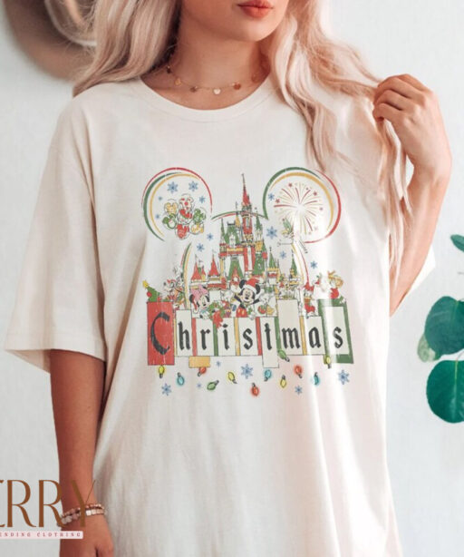 Disney christmas Castle shirt, Mickey and friends, Christmas Party 2023, Magic Disney, Marry and bright, magical time, Retro disneyland xmas