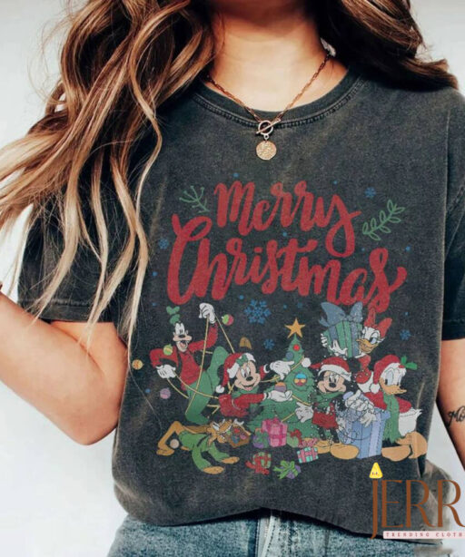 Disney christmas Mickey shirt, Vintage disney xmas, Mouse and friends, disneyland xmas, Mickey and friends christmas shirt, Merry And Bright