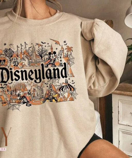 Disneyland Halloween Sweatshirt, Retro Mickey and Friends Skeleton Sweatshirt, Disneyland Park Halloween, Disney Family Halloween Party 2023