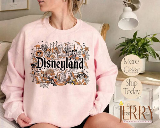 Disneyland Halloween Sweatshirt, Retro Mickey and Friends Skeleton Sweatshirt, Disneyland Park Halloween, Disney Family Halloween Party 2023