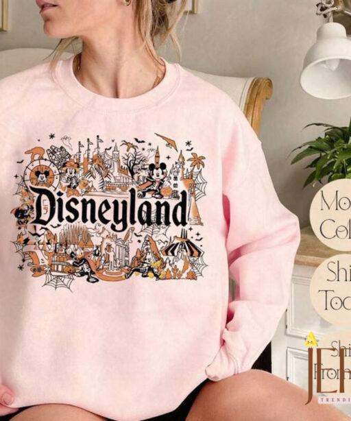 Disneyland Halloween Sweatshirt, Retro Mickey and Friends Skeleton Sweatshirt, Disneyland Park Halloween, Disney Family Halloween Party 2023