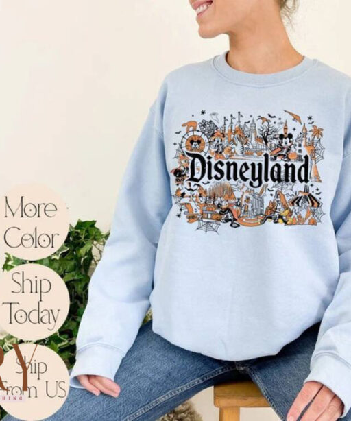 Disneyland Halloween Sweatshirt, Retro Mickey and Friends Skeleton Sweatshirt, Disneyland Park Halloween, Disney Family Halloween Party 2023