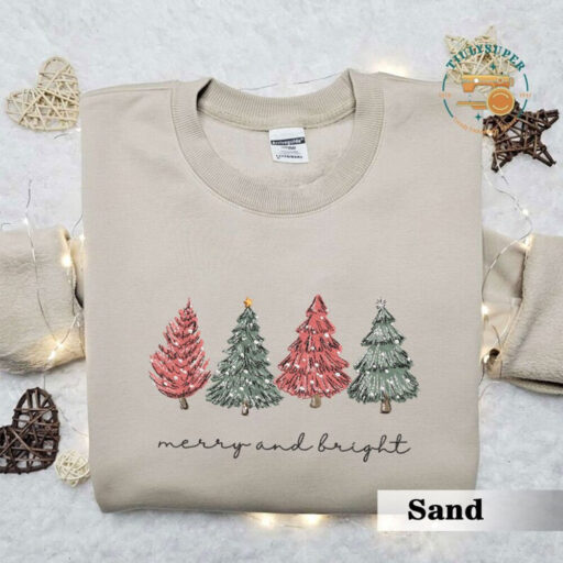 EMBROIDERED Christmas Tree Sweatshirt, Farm Fresh Shirt, Christmas Gift for Mom, Christmas crewneck, Embroidered Christmas hoodie