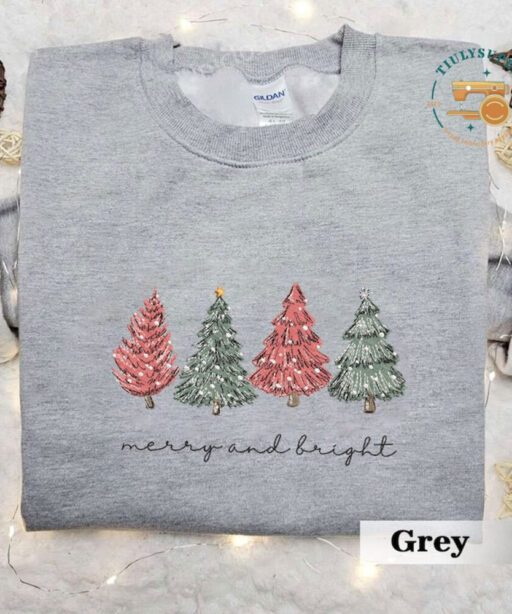 EMBROIDERED Christmas Tree Sweatshirt, Farm Fresh Shirt, Christmas Gift for Mom, Christmas crewneck, Embroidered Christmas hoodie