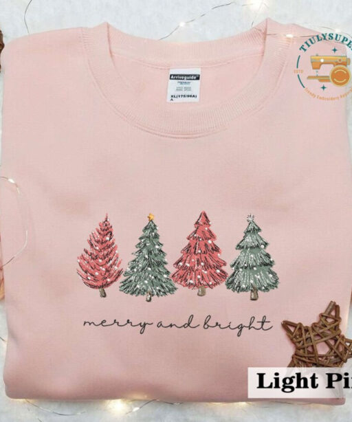 Believe Christmas Embroidery sweatshirt, Christmas tree Embroidered cr – Mr Embroidery  Gifts