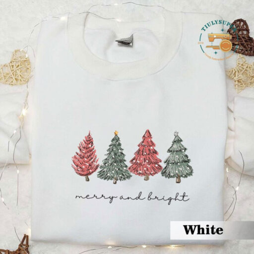 EMBROIDERED Christmas Tree Sweatshirt, Farm Fresh Shirt, Christmas Gift for Mom, Christmas crewneck, Embroidered Christmas hoodie