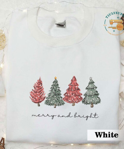 EMBROIDERED Christmas Tree Sweatshirt, Farm Fresh Shirt, Christmas Gift for Mom, Christmas crewneck, Embroidered Christmas hoodie