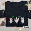 Embroidered Christmas Spooky Sweatshirt, Christmas Spooky Season Sweater, Spooky Embroidered Sweatshirt, Ghost Embroidered Shirt