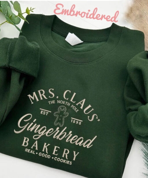 Embroidered Sweatshirt Crewneck Jumper,Mrs Claus gingerbread barkey sweatshirt, christmas gift , unisex sweater, Holiday Pullover