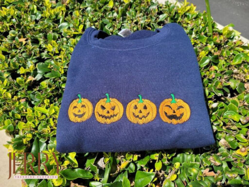 Embroidery Halloween Pumpkin Sweatshirt, Pumpkin Halloween Embroidered Sweatshirt, Halloween Women Pumpkin Sweatshirt, Halloween Sweatshirt