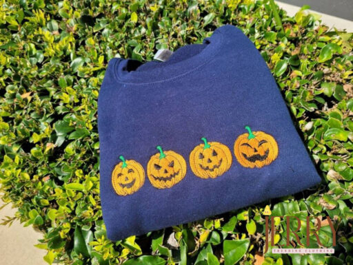 Embroidery Halloween Pumpkin Sweatshirt, Pumpkin Halloween Embroidered Sweatshirt, Halloween Women Pumpkin Sweatshirt, Halloween Sweatshirt