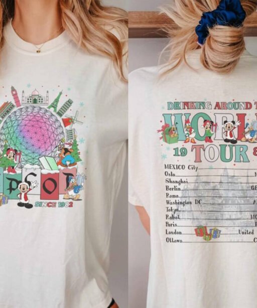 Epcot Christmas Shirt, Epcot world tour Christmas shirt, Mickey And Friends, Drinking Around the World Tshirt, Mickey Christmas Shirt