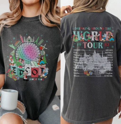 Epcot Christmas Shirt, Epcot world tour Christmas shirt, Mickey And Friends, Drinking Around the World Tshirt, Mickey Christmas Shirt