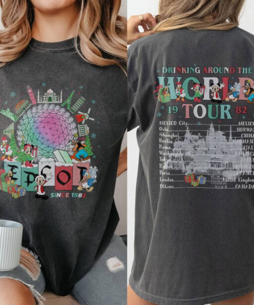 Epcot Christmas Shirt, Epcot world tour Christmas shirt, Mickey And Friends, Drinking Around the World Tshirt, Mickey Christmas Shirt